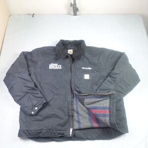 Carhartt Jacket Mens 2XL Black Canvas Detroit Blanket Lined Coat Woodie 103828